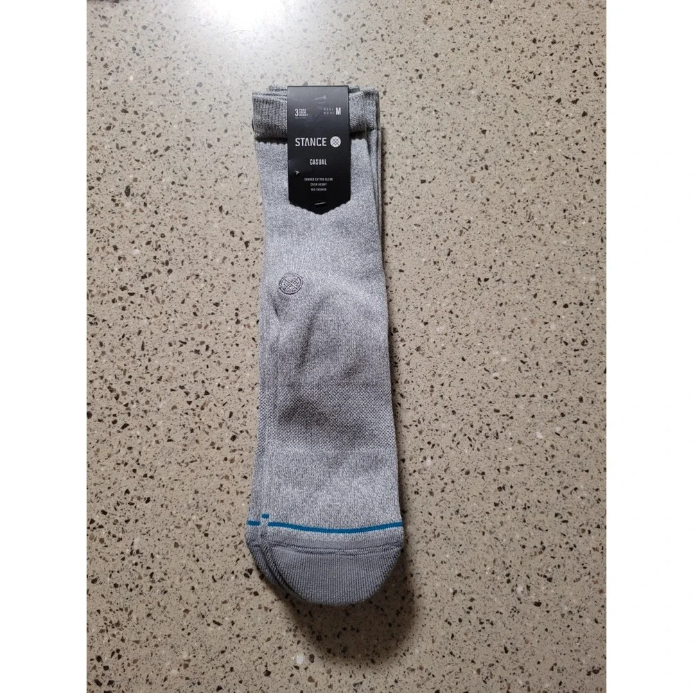 Stance Icon 3 Pair Unisex Medium Mens 6-8.5 Womens 8-10.5 Casual Crew Socks Gray